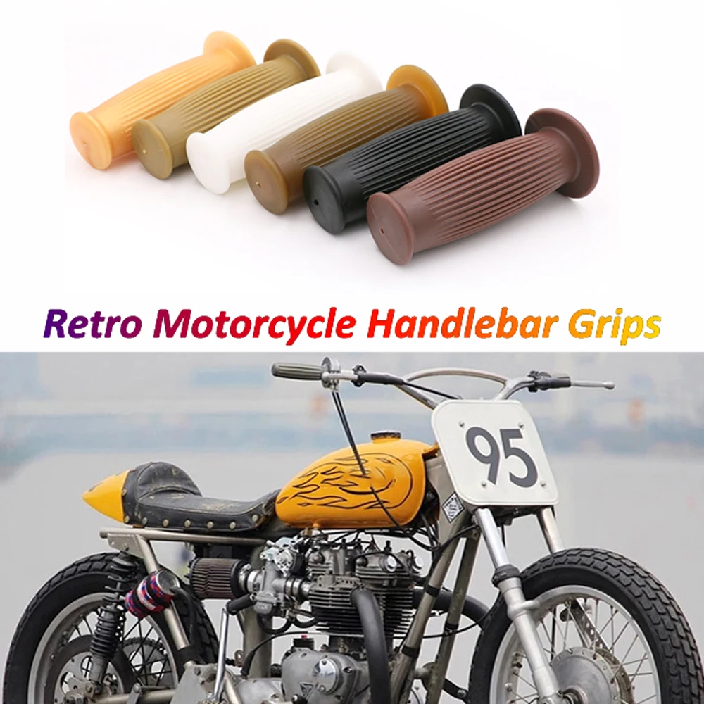 Vintage Motorcycle Grips Retro Motorbike 22mm 7/8'' Handlebar Handle Rubber Covers Don't Fade for Honda CG125 Cafe Racer Triumph |