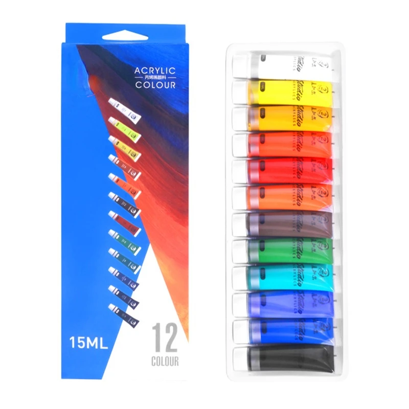 Juego de pinturas acr&iacute;licas pintadas a mano, 12 colores, 24 colores, 15ml, a prueba de agua-3
