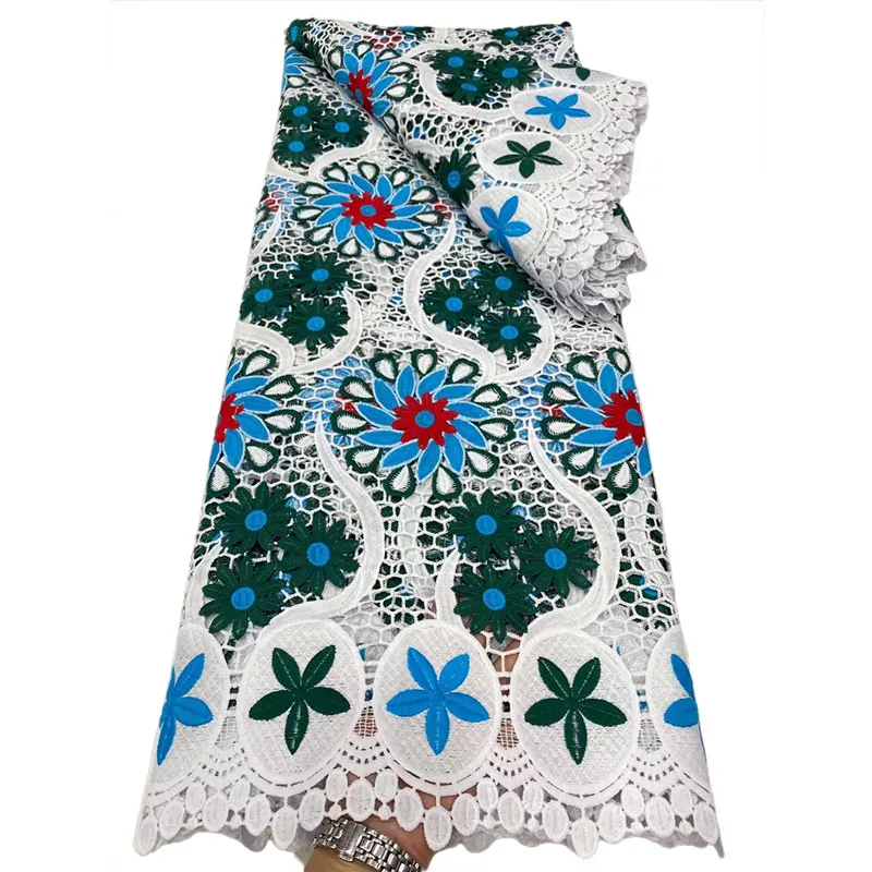 Недорогая гипюровая Высококачественная многоцветная вышивка африканская