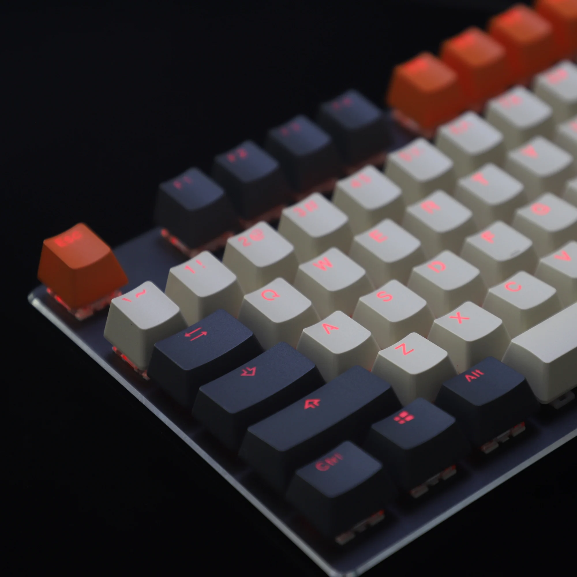 PBT Doubleshot блестящая подсветка 96 колпачков клавиатуры из углеродного волокна