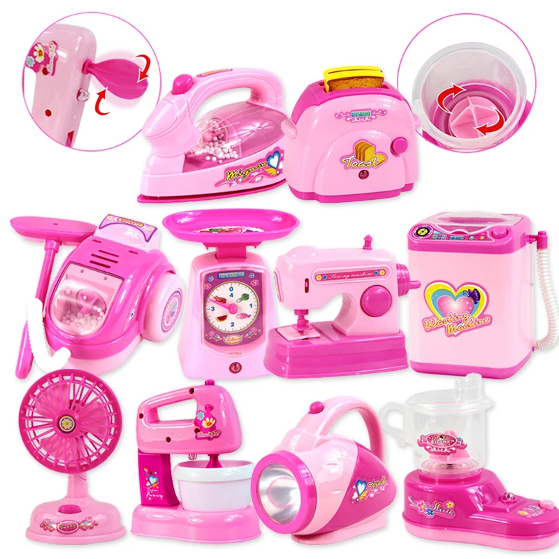 

1 шт. кавайная мини-имитация для ролевых игр, кухонные игрушки, розовая бытовая техника с подсветкой и звуком, игрушка для детей, маленьких де...
