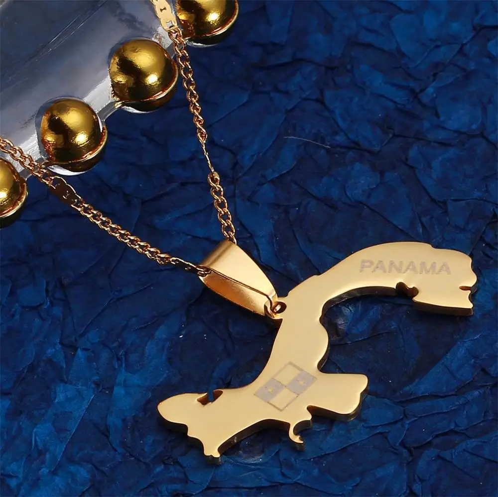 Ожерелье с подвеской в виде Панамы из нержавеющей стали золотого цвета