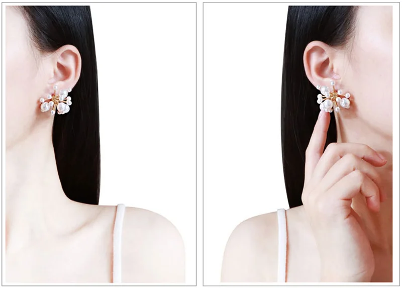 

2021 New Fashion Women Stud Earrings Gold Color Simple Pearl Round Personality Ear Jewelry