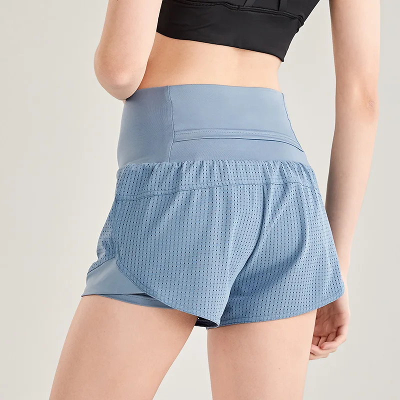 Женские двухслойные шорты с подкладкой свободные эластичные сетчатые