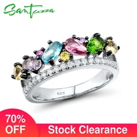 santuzza silver ring for women 925 sterling silver fashion rings for women colorful stones cubic zirconia ringen party jewelry