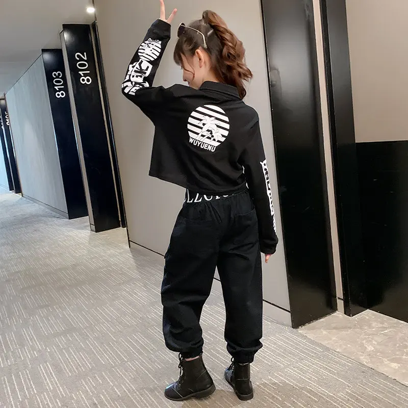 Autumn Clothes for Girls Cargo Pants Set Kids Long Sleeve Tops Children's Sports Suits Fashion Teen Girls Set 10 12 13 14 Years