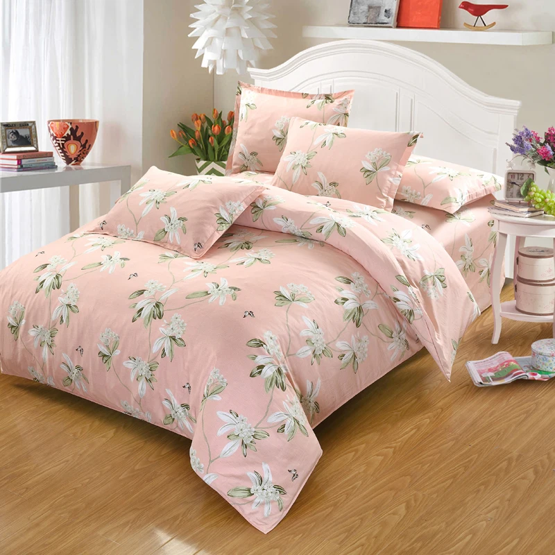

New pattern Romantic Pink Bedding Sets Girls women wedding Bed Linen Bedclothes 4pcs Duvet Cover Bed Sheet Pillow cases
