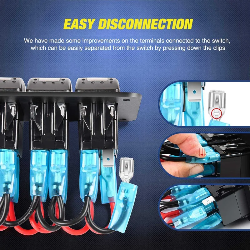 

12V 24V Car Marine Boat 8 Gang Waterproof Circuit Blue LED Rocker Switch Panel Breaker DIY Switch Label Decal