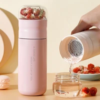300ml fashion thermos bottle with tea warehouse office teacup tea maker for travelling 316 stainless steel liner thermal glass