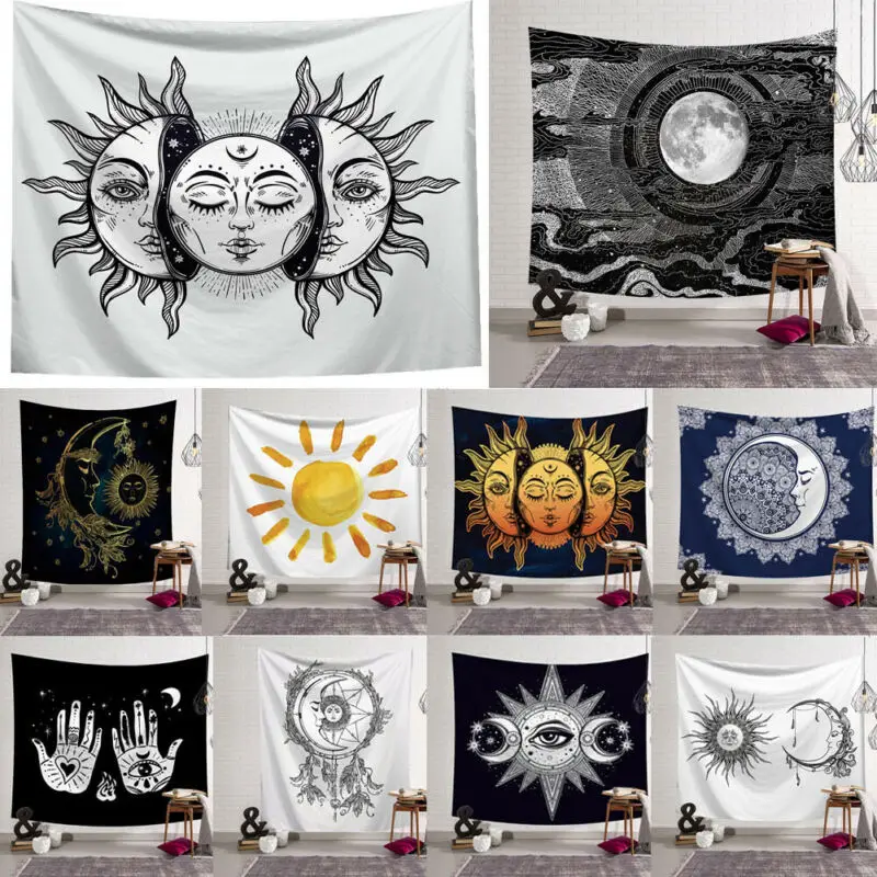 150*130 см психоделическая Луна и солнце настенное пляжное полотенце