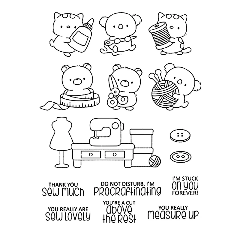Набор прозрачных штампов Crafty с персонажами и координационными штампами кот