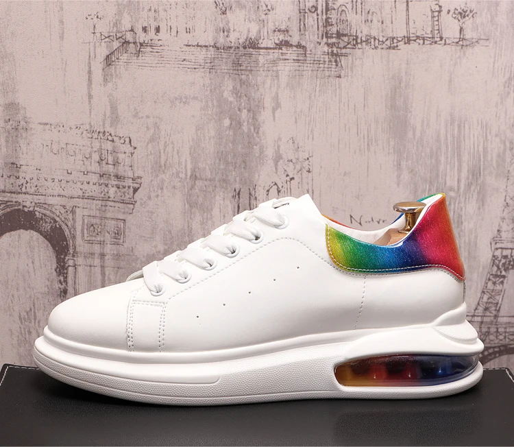 Beli Sneakers Karet Putih Sepatu Kasual Pria Desainer Kulit Pria Sepatu Platform Hip Hop Loafers Tenis Zapatillas Hombre