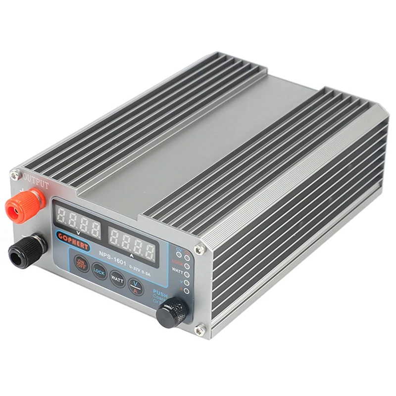 

NPS-1601 Version Laboratory DIY Adjustable Digital Mini Switch DC Power Supply WATT with Lock Function 0-32V 5A EU Plug