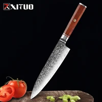 xituo damascus steel chef knife kitchen knife japanese chef knives very sharp cleaver solid wood octagonal handle cooking tools