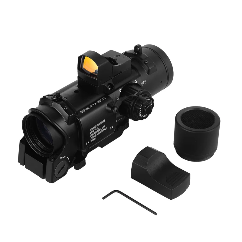 Тактическая оптика Riflescope 1x-4x фиксированный двухцелевой прицел с мини красный точечный прицел охотничьи прицелы для страйкбола воздушные пистолеты Caza