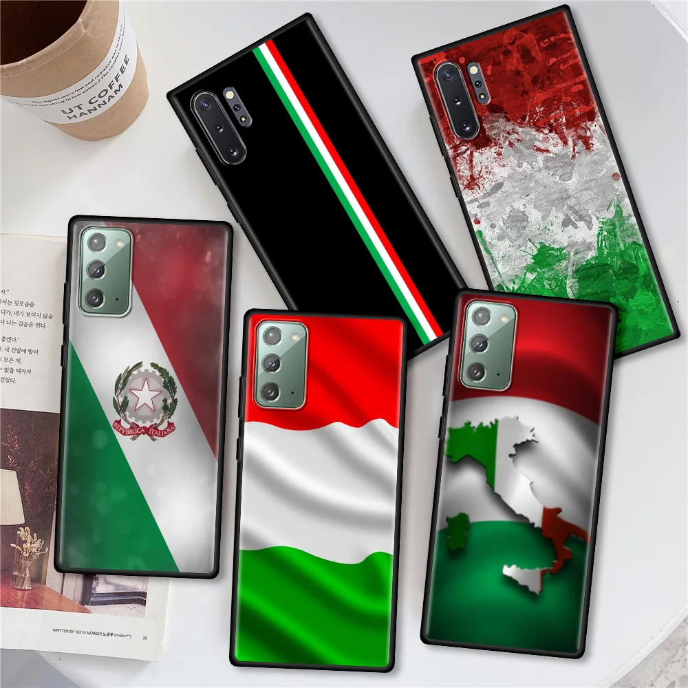 

For Samsung Galaxy Note 20 Ultra 10 Lite S21 Plus 9 8 Phone Case S20 FE S10 S9 S8 Soft Silicone Back Cover Italy Flag Funda Capa