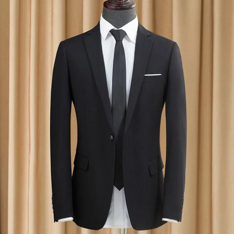 Brand Men Blazers New Men's Solid Color Business Plaid Suit Coats Male Comfortable Wild Wedding Blazers