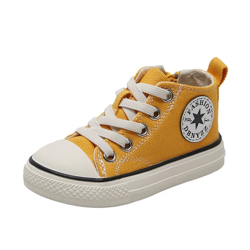 

2021 Autumn Kids Shoes For Girl New Children's High-top Canvas Shoes Casual Wild Boys Sneakers Girls Rainbow Shoes