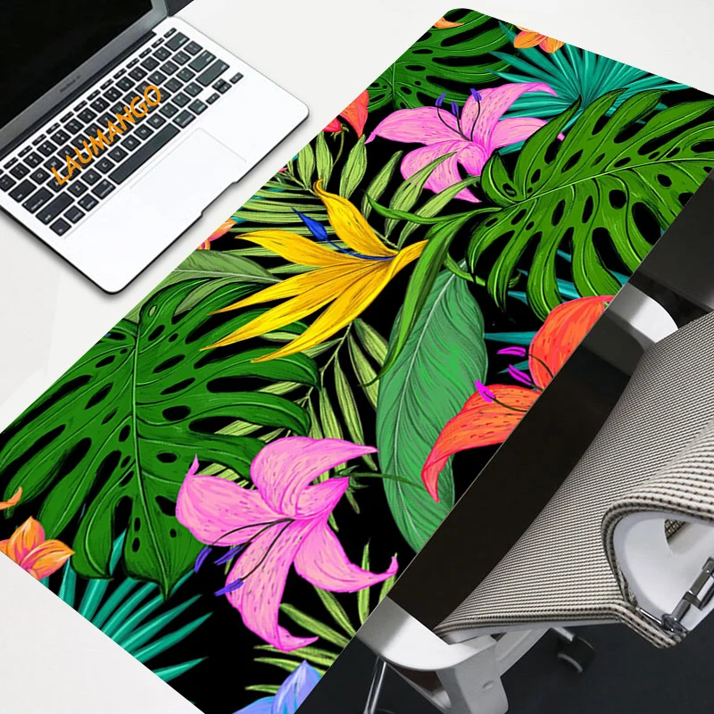 

Tropical Leaves Plant Large mouse pad keyboar desk mat perfect lock edge game Notebook mouse pad soft advanced quality 900x400mm