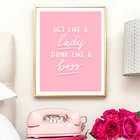 Картина на холсте с вдохновляющей цитатой для девушек и боссов, розовая Настенная картина, мотивационный постер, печать для девичьей комнаты, офиса, настенное художественное украшение