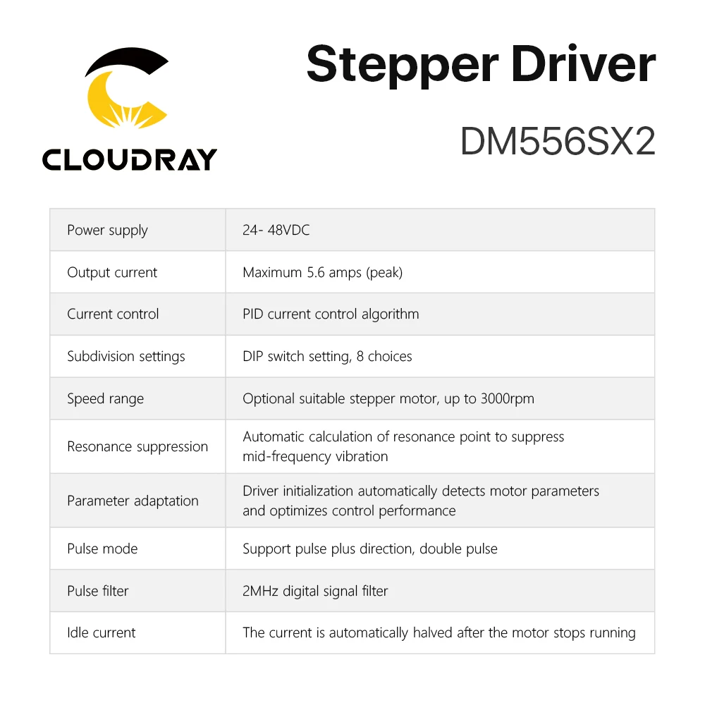 Драйвер шагового двигателя Cloudray Nema 23/24 DM556SX2 а 24 ~ 48 В постоянного тока для 2 шт.
