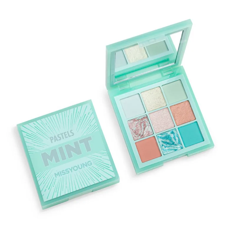 Portable Matte Shimmer Long-lasting Eye Shadow Daily Makeup Pallet Set Mint Pastels Lilac Eyeshadow 9 Colors |