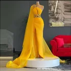 Женское вечернее платье-Русалка с открытым плечом и разрезом по бокам