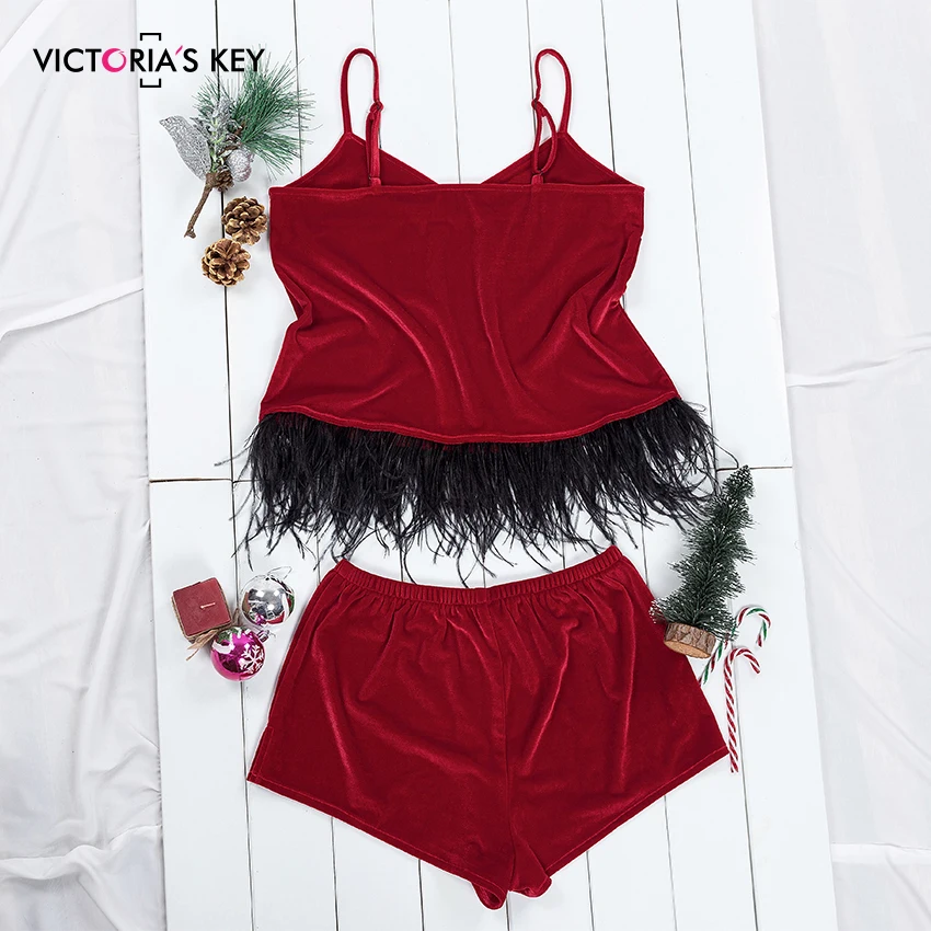 Рождественский красный пижамный комплект от Виктории женская одежда для сна