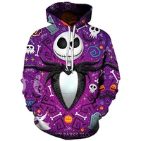 2021 new spring and autumn hot sale mens and womens hoodies 3d cartoon print loose fashion skull pullover street sports