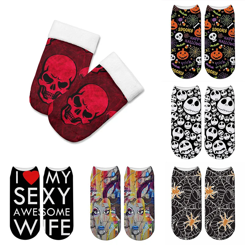 

Halloween Pumpkin Cartoon Print Socks Women New Brand Sock Fashion Unisex Meias Female Funny Low Ankle Casual Cartoon Socks