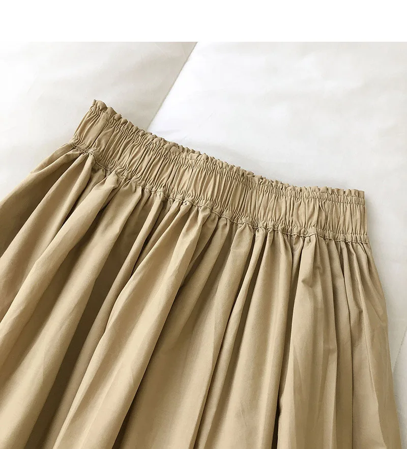 

2021 new solid color tooling skirt female 2021 spring new product Korean students all-match high waist a-line long skirt