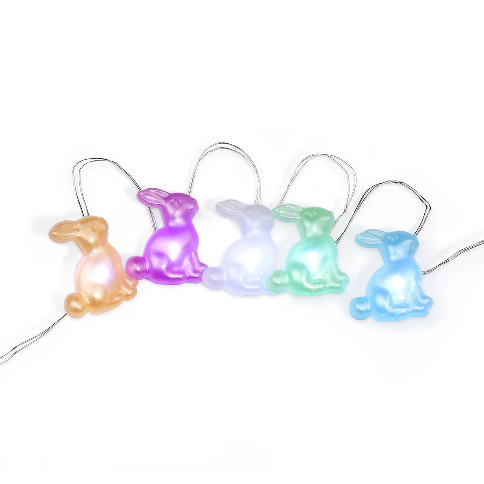 

Rabbits Easter Product Decoration Outdoor 5 Colors Solid Color 8 Lighting Modes 30 LEDs Joyful Atmosphere Handmade String Lights