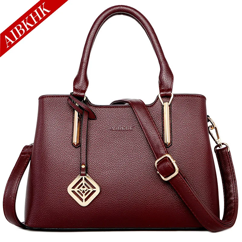 S9197-Burgundy Роскошные Сумки женские Сумки Дизайнерская кожаная сумочка черная Наплечная Сумка с принтом женские ручные сумки винтажные сумки из телячьей кожи сумка - Цвет: S9197-Burgundy