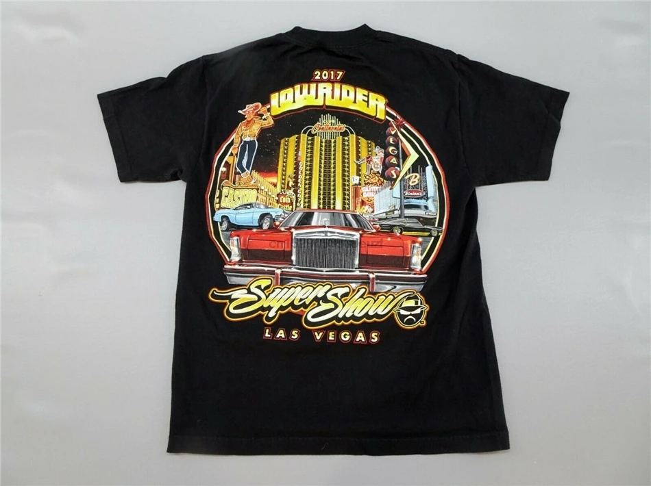 

Lowrider Magazine Las Vegas Super Show Black Graphic T Shirt Size Medium Birthday Gift Tee Shirt