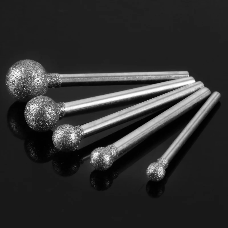 1-8mm 10 Sizes 2.35 3mm Shank Round Ball Diamond Burrs Bits: Dremel Burr Rotary Tool for Grinding, Engraving, and Abrasive Tasks image 5