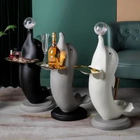 home decoration accessories for living room resin dolphin floor ornament figurines for interior sculptures and statues