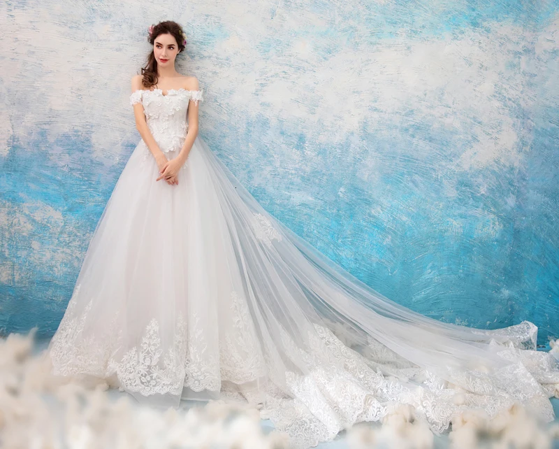 Hot Fashion flower Wedding Dress long gown Grand Yarn Princess Veil elegance and beautiful white | Свадьбы и торжества