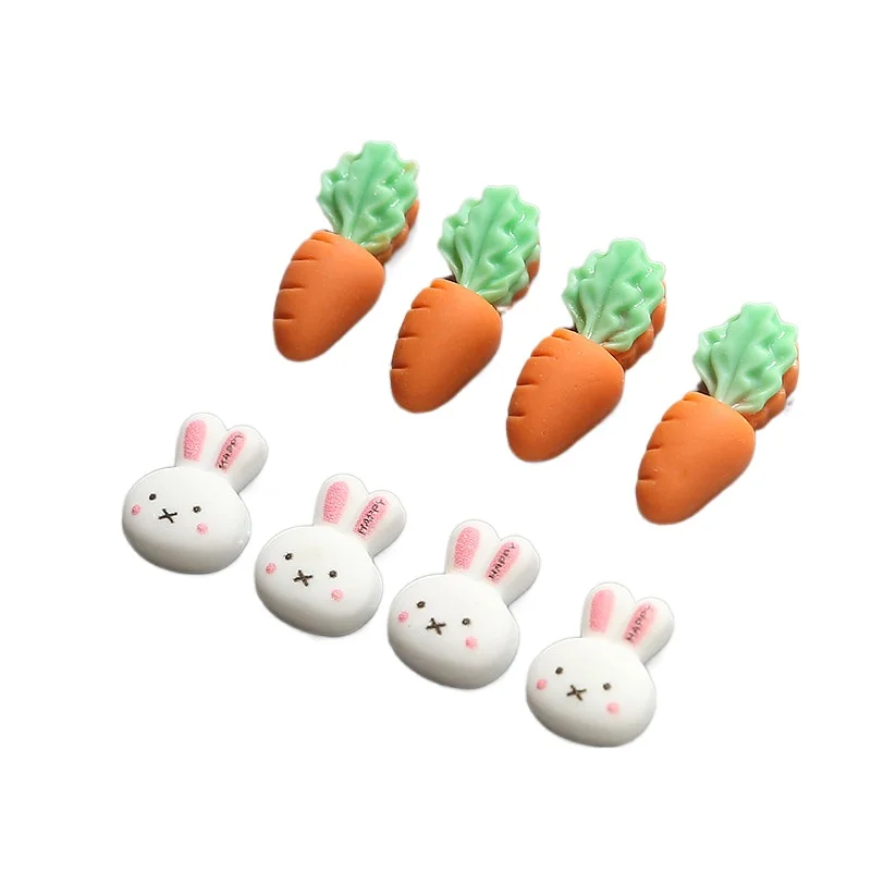 

Resin animal little white rabbit carrot patch DIY hand jewelry earrings hair accessories mobile phone case accessories materials