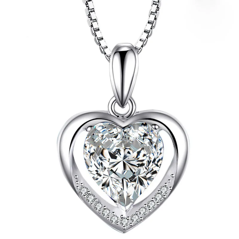 Bague Ringen Temperament 5 colors optional Heart shaped Gemstone Pendant for Women Cordiform Silver 925 Jewelry Engagement GIFT