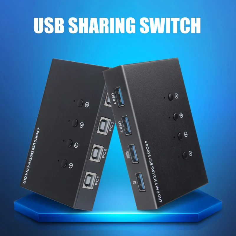 4 в выхода USB переключатель KVM коробка USB2.0 коммутатор ПК разделяющий сплиттер для