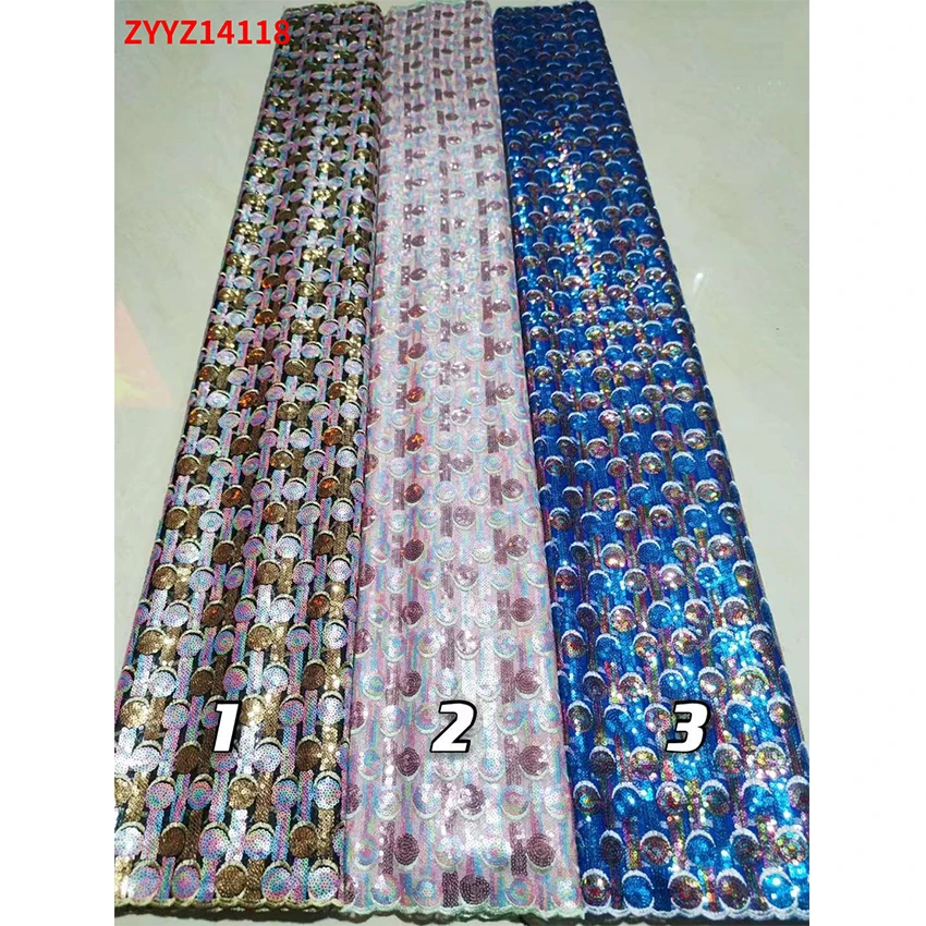 

Hot Sale African French Lace Sewing Clothes Latest Nigerian Circles Sequins Fabric Party Dress 5 Yards/Lot ZYYZ14118