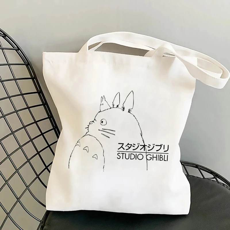 

Studio Ghibli Women shopping bag Cartoon eco reusable Female Tote Bag College handbag Retro Large Ladies Shoulder Shopper Bag