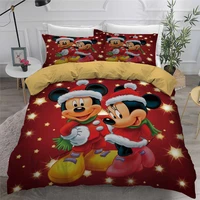 disney mickey christmas bedding set kid present duvet cover set for full queen 3pcs bed quilt cover pillowcase gold bedding set