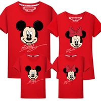 disney family matching clothes cartoon mickey minnie printed t shirts mother and daughter tops dad son mom family look kids