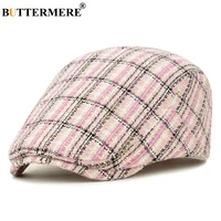 buttermere women beret pink plaid flat cap ladies ivy cap spring designer brand adjustable 2022 new brand women hat
