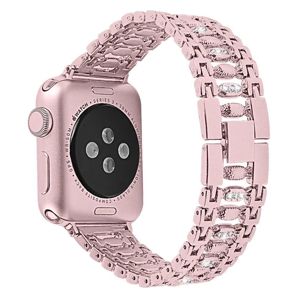 

Nieuwe Vrouwen Diamond Horloge Band Voor Apple Horloge 5 4 38Mm 42Mm 40Mm 44Mm Iwatch Serie 5 4 3 Roestvrij Stalen Band Sport