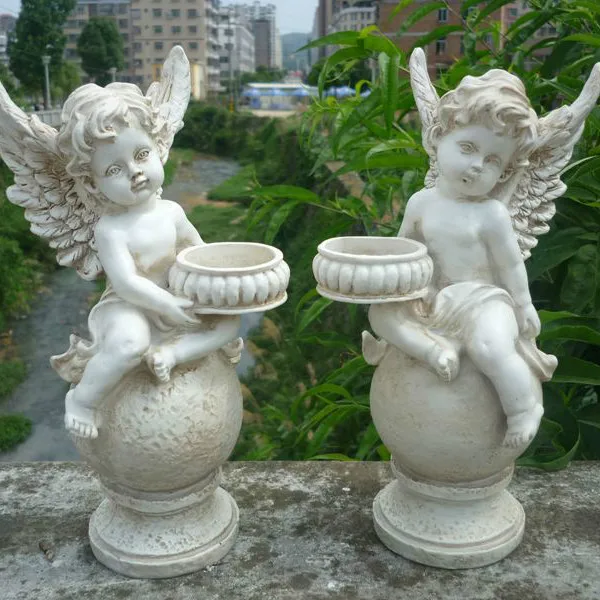 Candelabro de resina con forma de flor de Cupido, decoración creativa para jardín, patio, escultura, estatua, maceta de flores