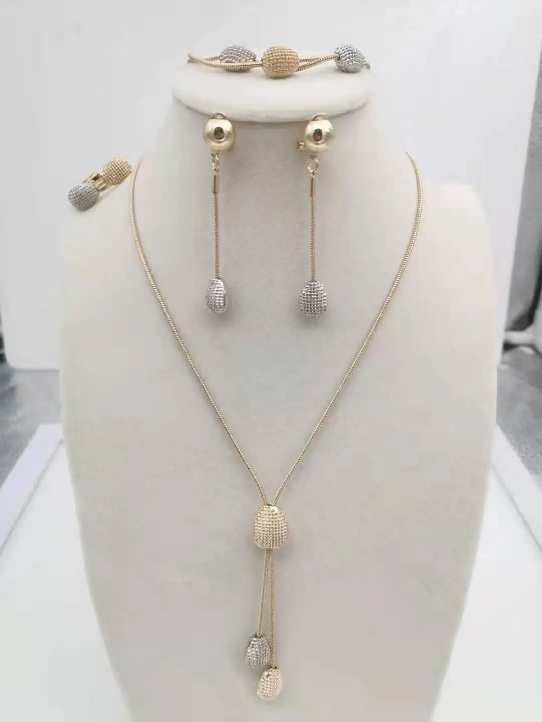 

Свадебные ювелирные украшения из Дубая, женский золотистый ювелирный набор романтического цвета, комплект ювелирных изделий, ожерелье