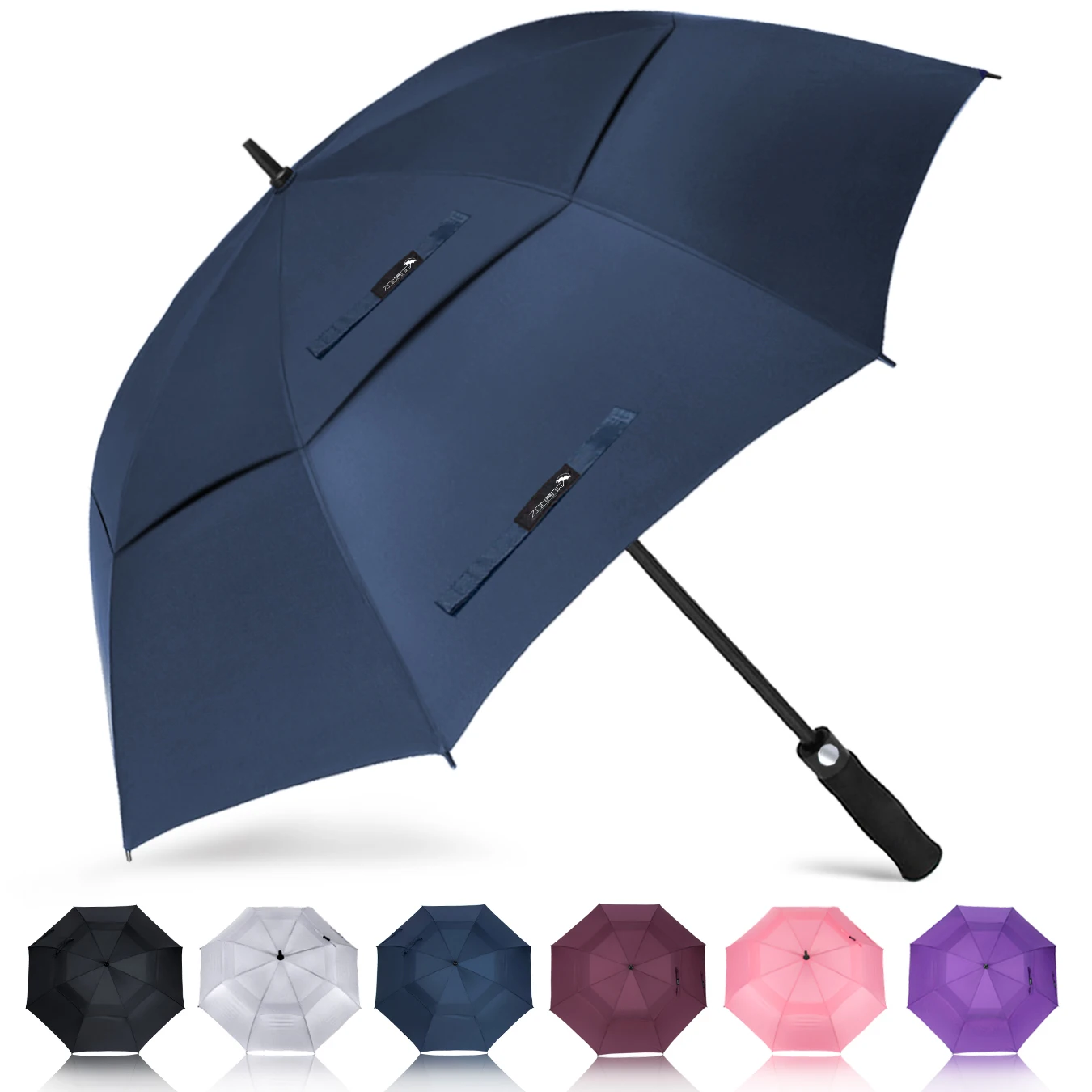 Umbrella 68 Inch Double Canopy Vented Windproof Waterproof Automatic Open Stick Umbrellas For Men And Women