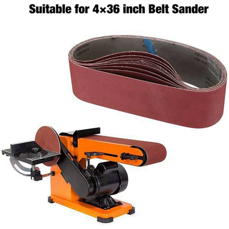 

10 Pieces 100 x 915mm Sanding Belt 4 Inch x 36 Inch Sanding Screen Abrasive Band with 180 Girt & 60 Girt